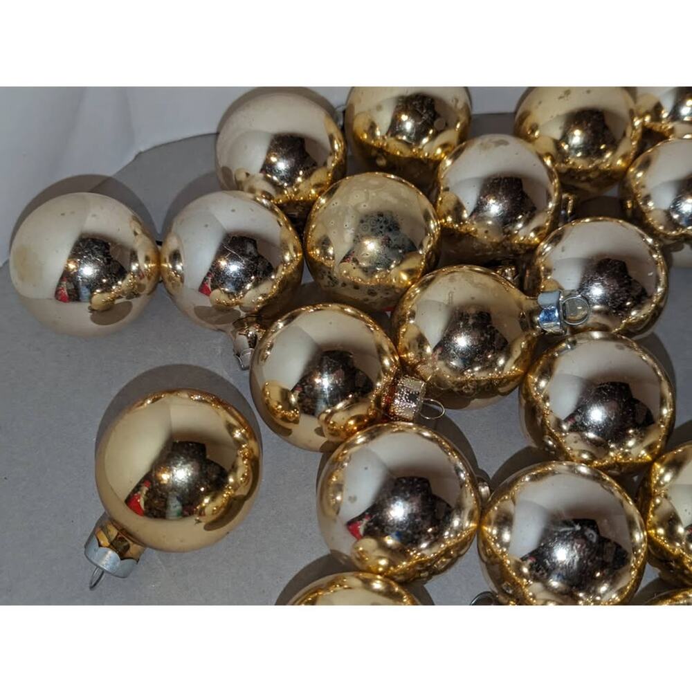 Lot 44 Vintage Glass Gold Christmas Balls Ornaments Made in USA 1 1/2" - Picture 4 of 10
